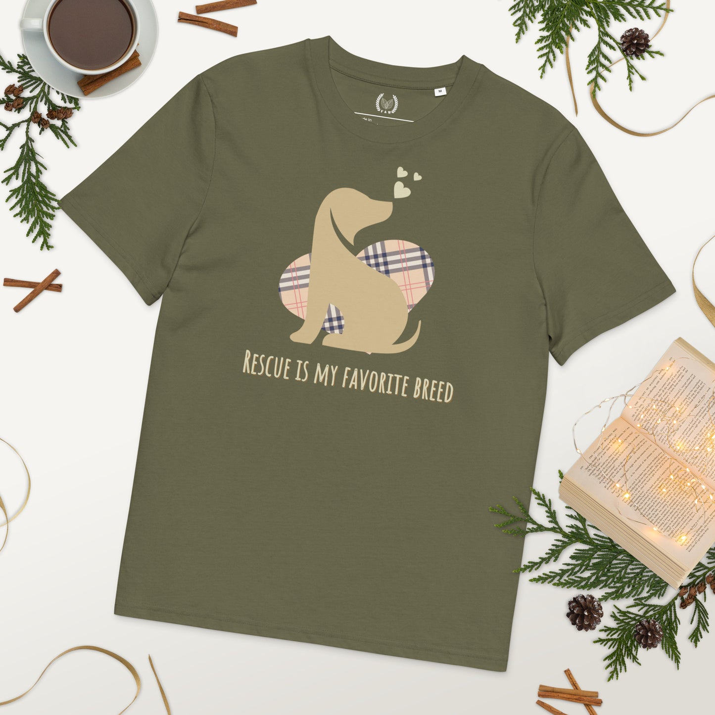Vegan Organic Cotton Dog T-Shirt - 'Rescue Is My Favorite Breed' - Fitz & Willow