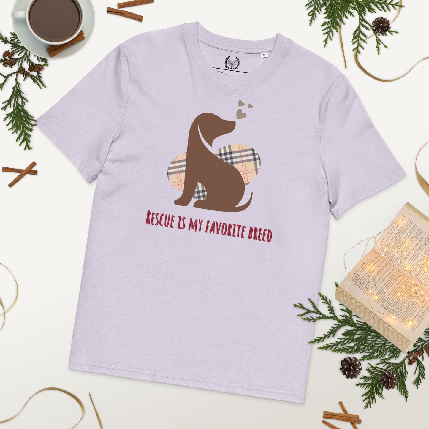 Vegan Organic Cotton Dog T-Shirt - 'Rescue Is My Favorite Breed' - Fitz & Willow