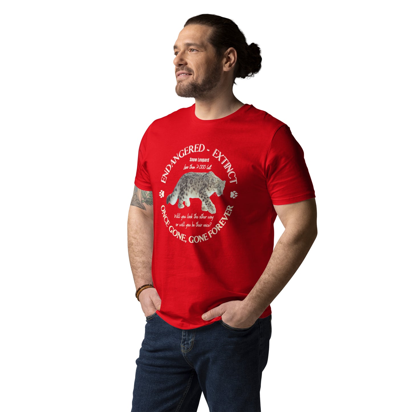 Unisex organic cotton t-shirt, Snow Leopard's voice - Fitz & Willow