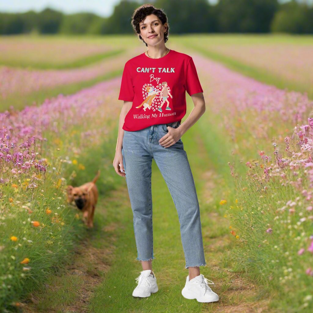 Busy walking my human, Dog themed eco-responsible t-shirt - Fitz & Willow