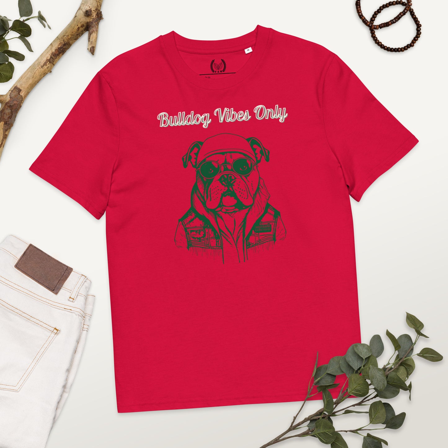 Vegan Organic Cotton T-Shirt | Bulldog Vibes Only Print - Fitz & Willow