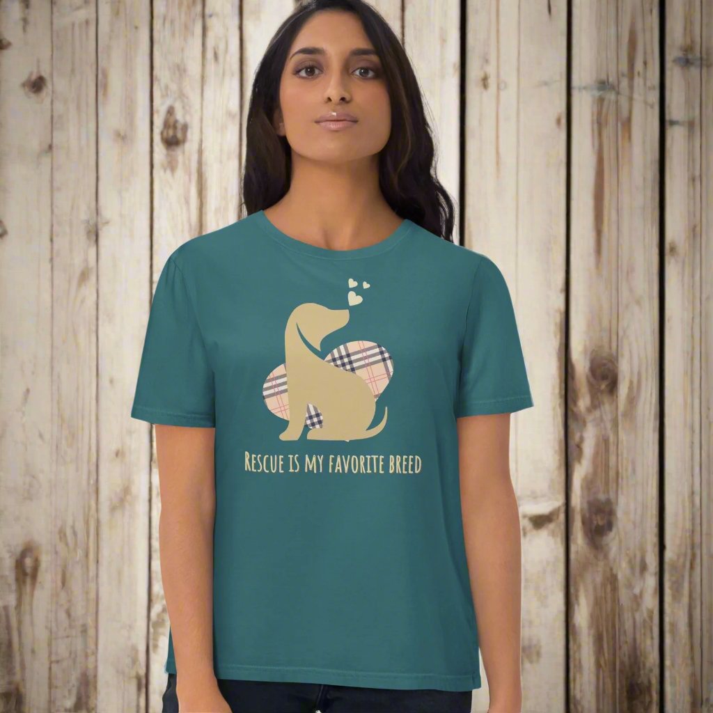 Vegan Organic Cotton Dog T-Shirt - 'Rescue Is My Favorite Breed' - Fitz & Willow