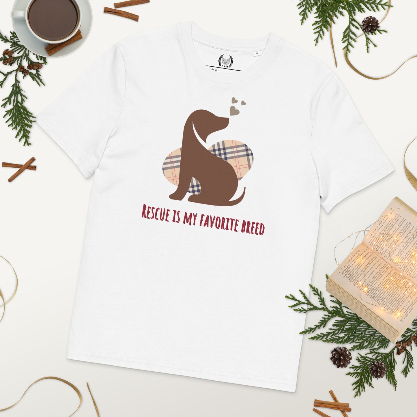 Vegan Organic Cotton Dog T-Shirt - 'Rescue Is My Favorite Breed' - Fitz & Willow