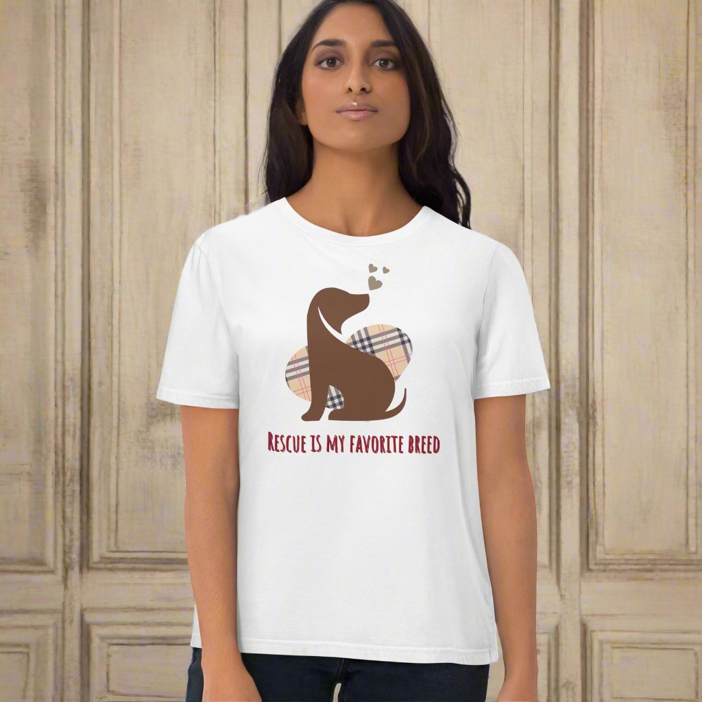 Vegan Organic Cotton Dog T-Shirt - 'Rescue Is My Favorite Breed' - Fitz & Willow
