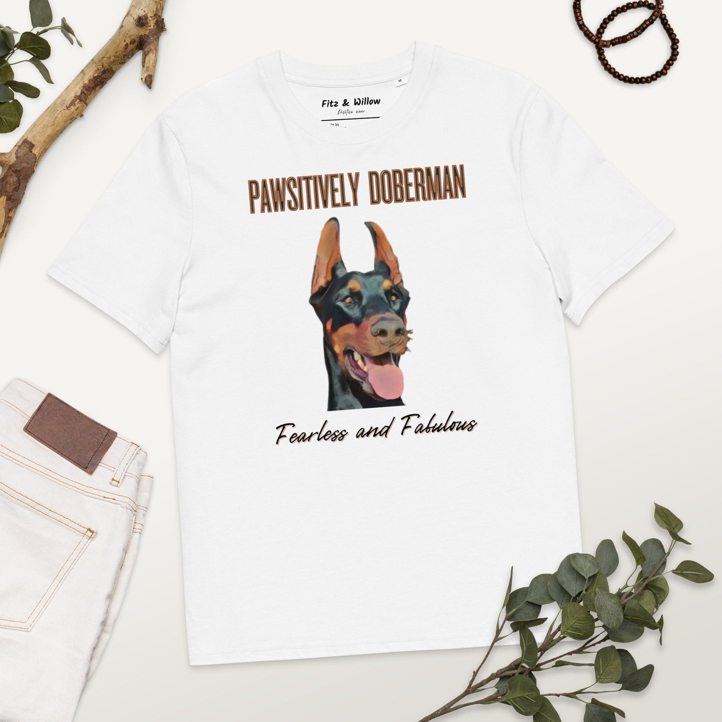 Fearless & Fabulous Doberman T-Shirt | Organic Cotton, Vegan - Fitz & Willow