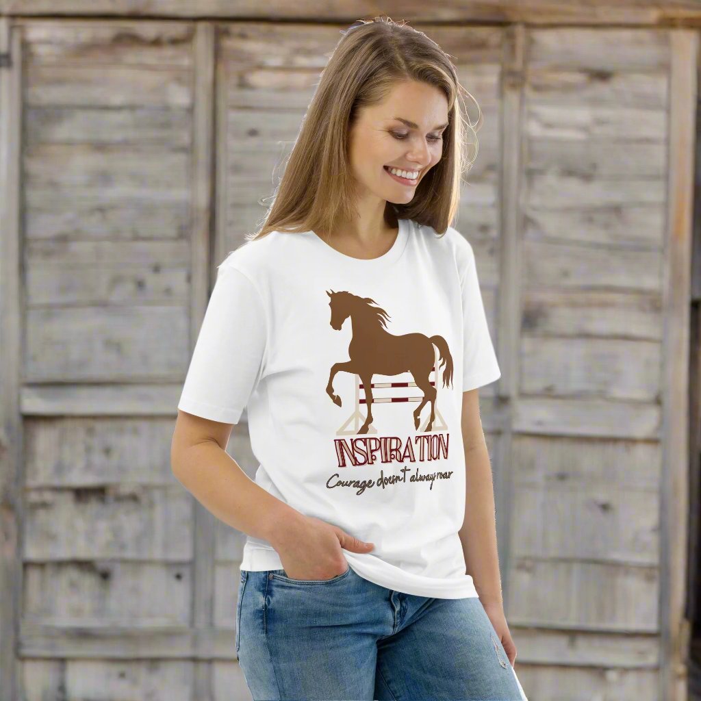 Vegan Organic Cotton Horse Print Tee with 'Inspiration' Quote - Fitz & Willow