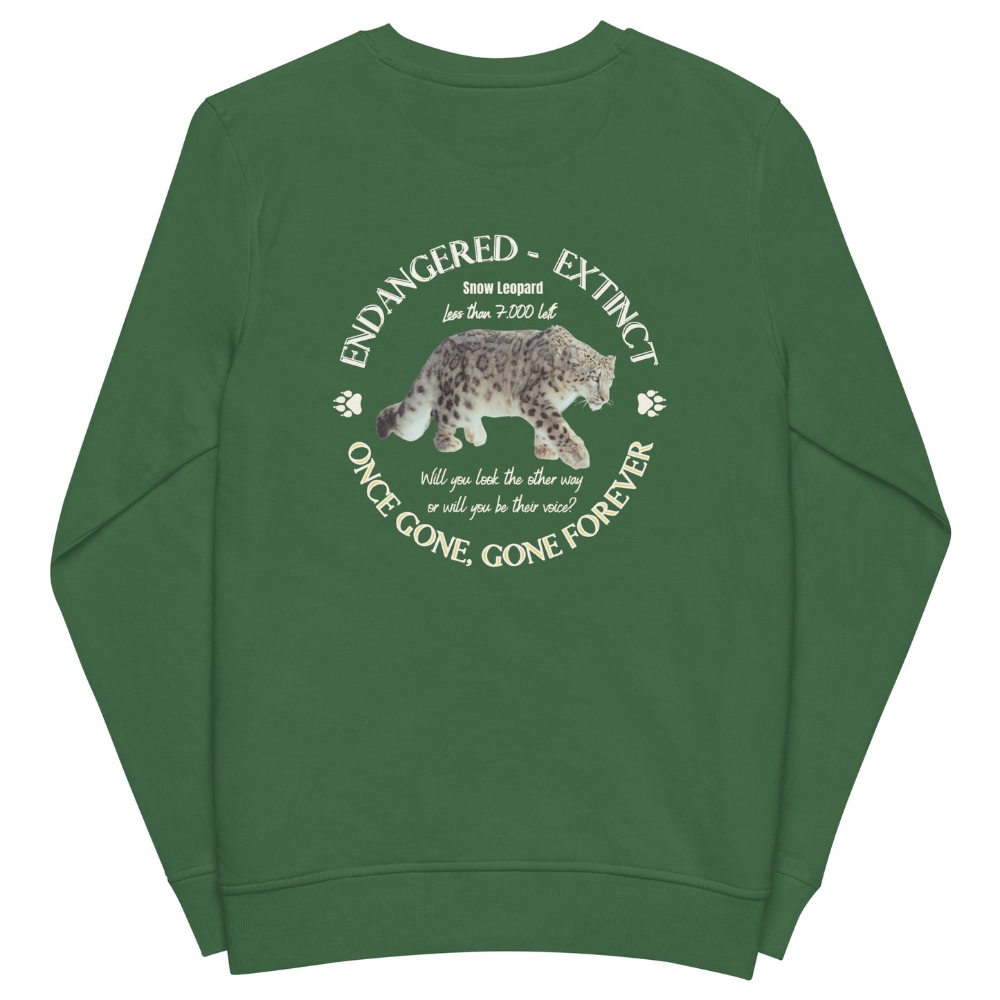 Unisex organic sweatshirt, Snow Leopard's Voice - Fitz & Willow