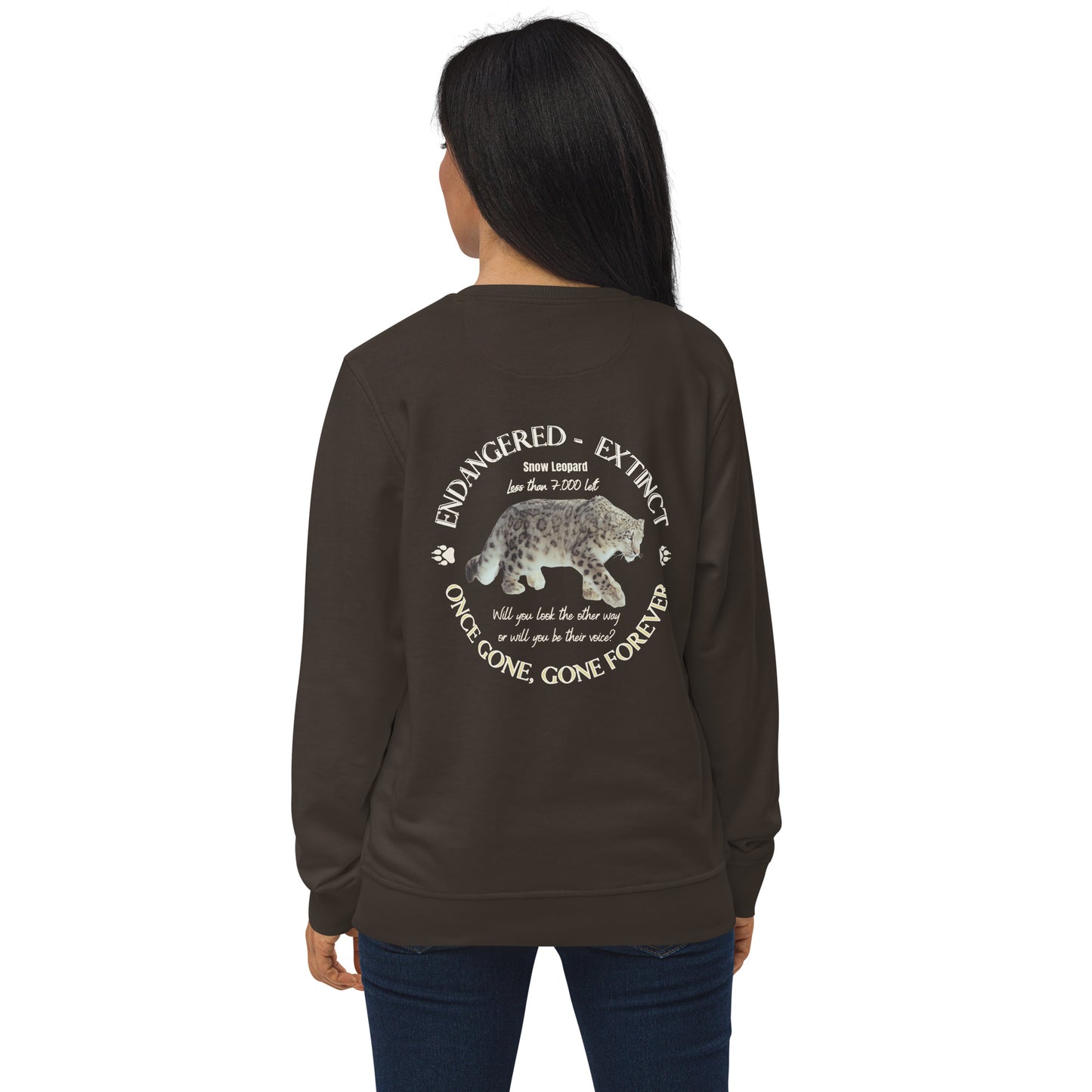 Unisex organic sweatshirt, Snow Leopard's Voice - Fitz & Willow