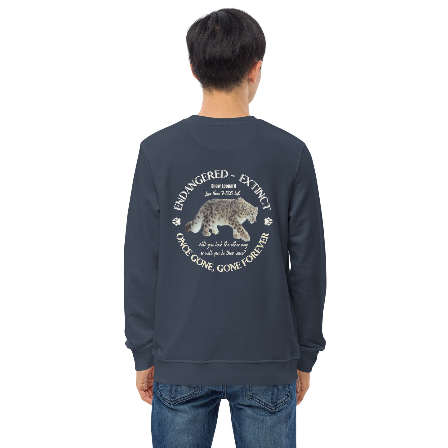 Unisex organic sweatshirt, Snow Leopard's Voice - Fitz & Willow