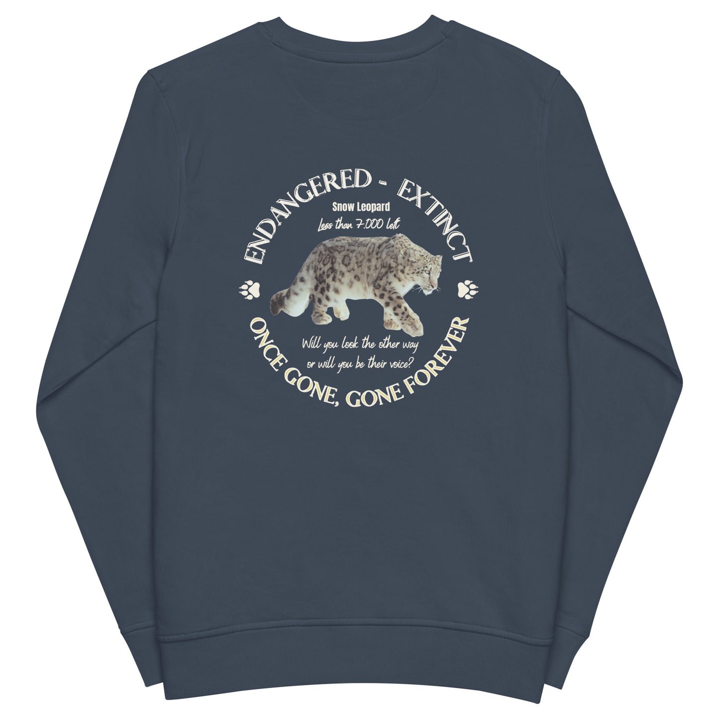 Unisex organic sweatshirt, Snow Leopard's Voice - Fitz & Willow