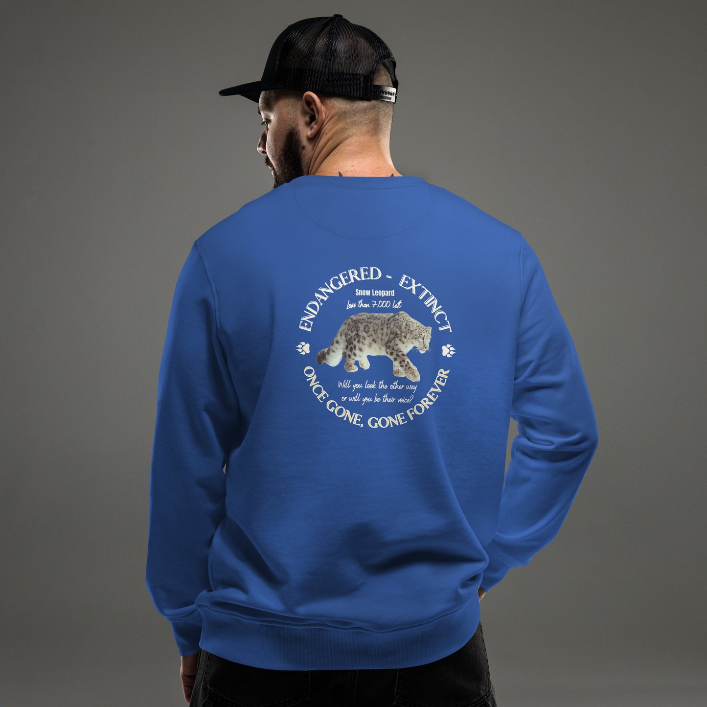 Unisex organic sweatshirt, Snow Leopard's Voice - Fitz & Willow