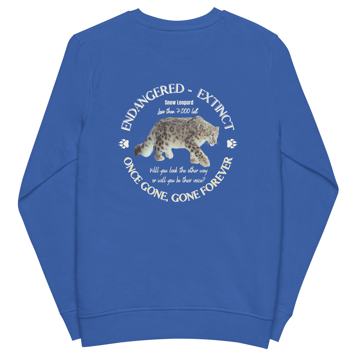 Unisex organic sweatshirt, Snow Leopard's Voice - Fitz & Willow