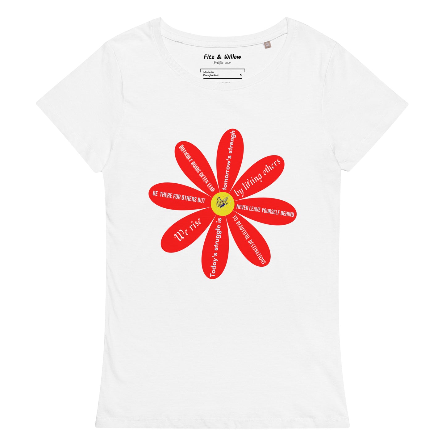 Women’s basic organic t-shirt Flower Power - Fitz & Willow