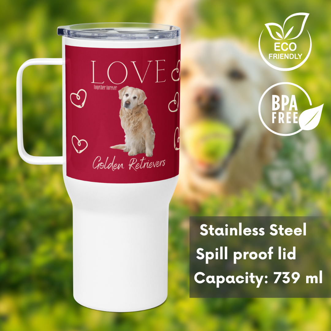 Golden Retriever, Travel mug with a handle - Fitz & Willow