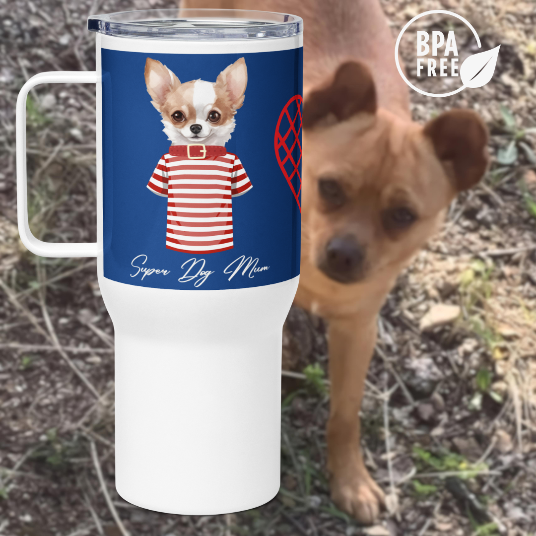 Super Chihuahua Mum, Travel mug with handle - Fitz & Willow