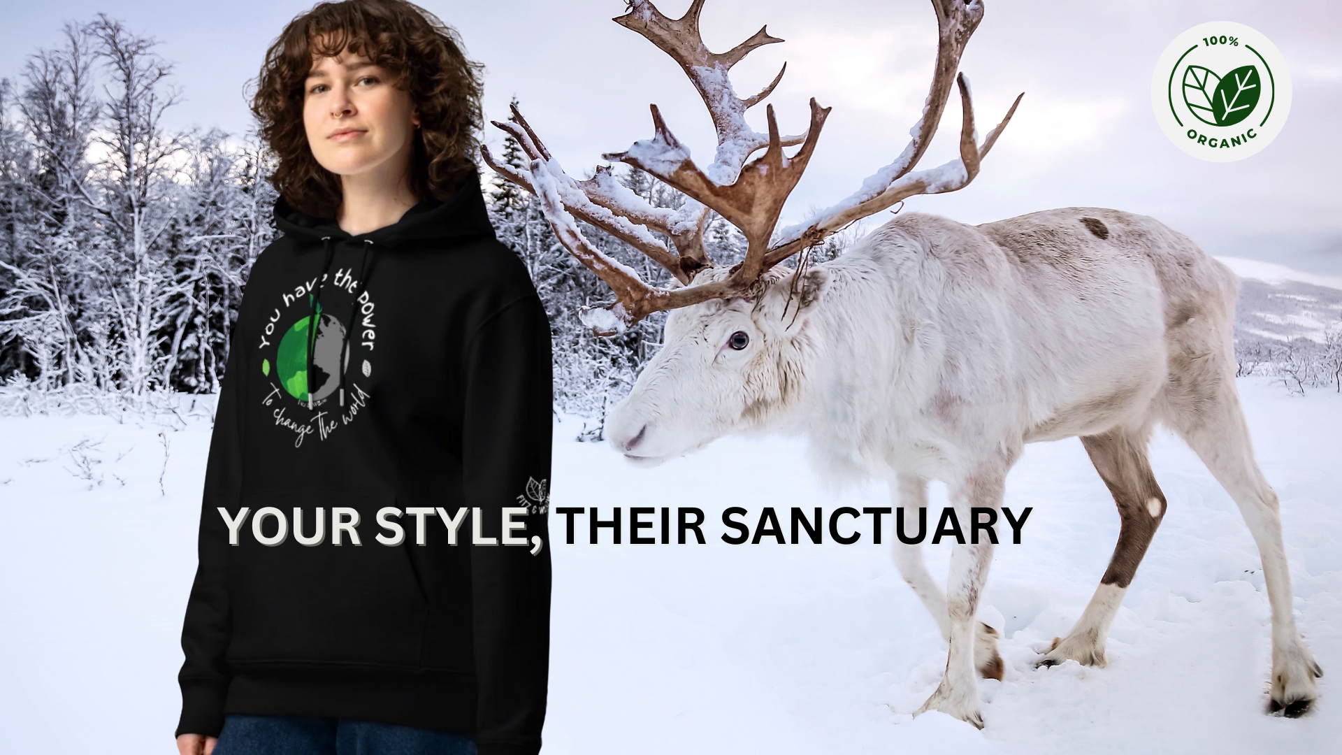 Black Sustainable hoodie, organic  cotton, nature lovers