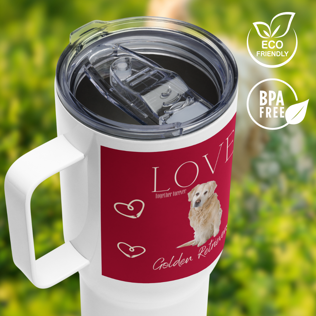 Golden Retriever, Travel mug with a handle - Fitz & Willow