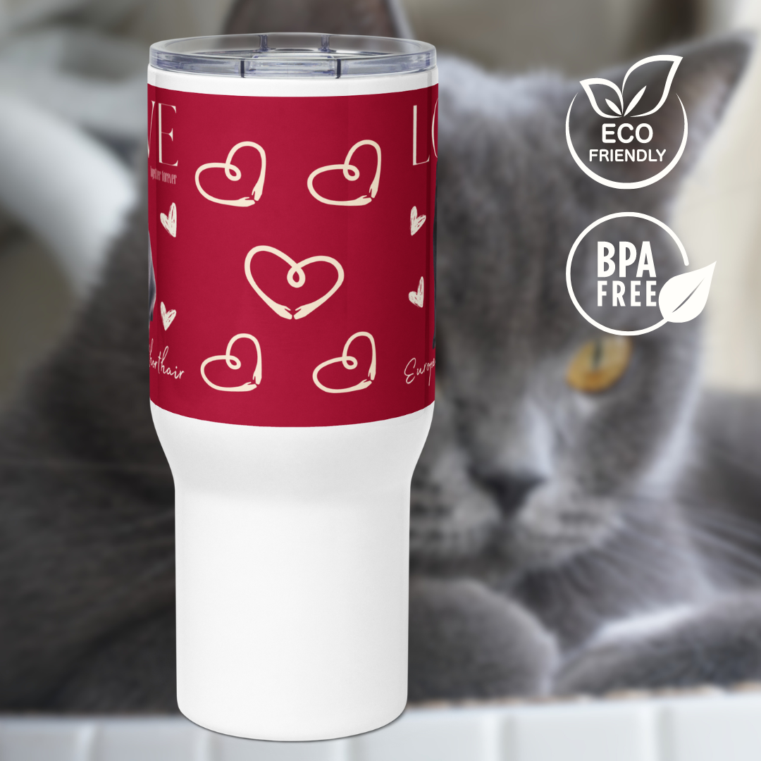 European Shorthair, Travel mug with handle - Fitz & Willow