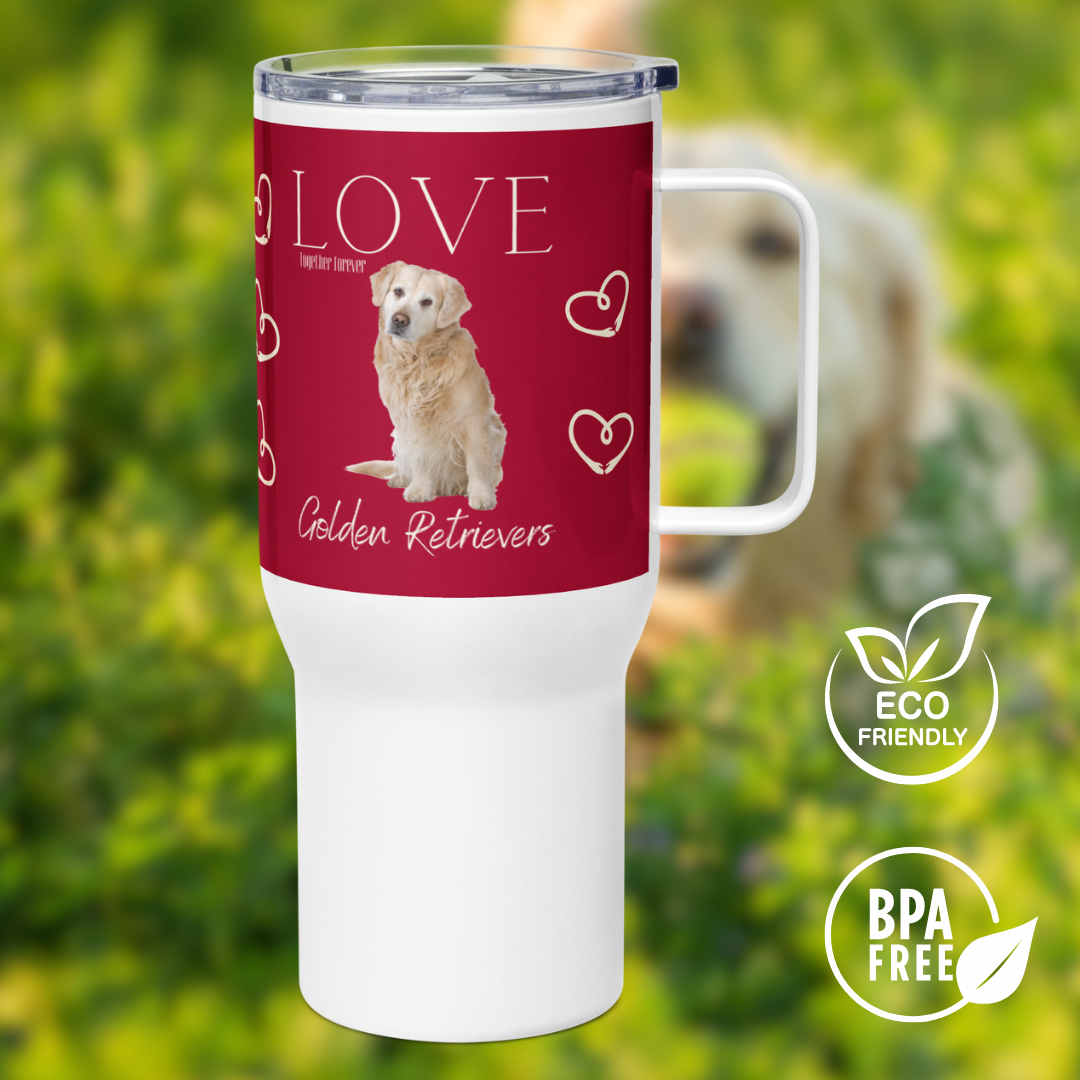 Golden Retriever, Travel mug with a handle - Fitz & Willow