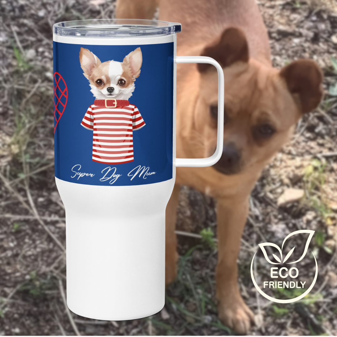 Super Chihuahua Mum, Travel mug with handle - Fitz & Willow