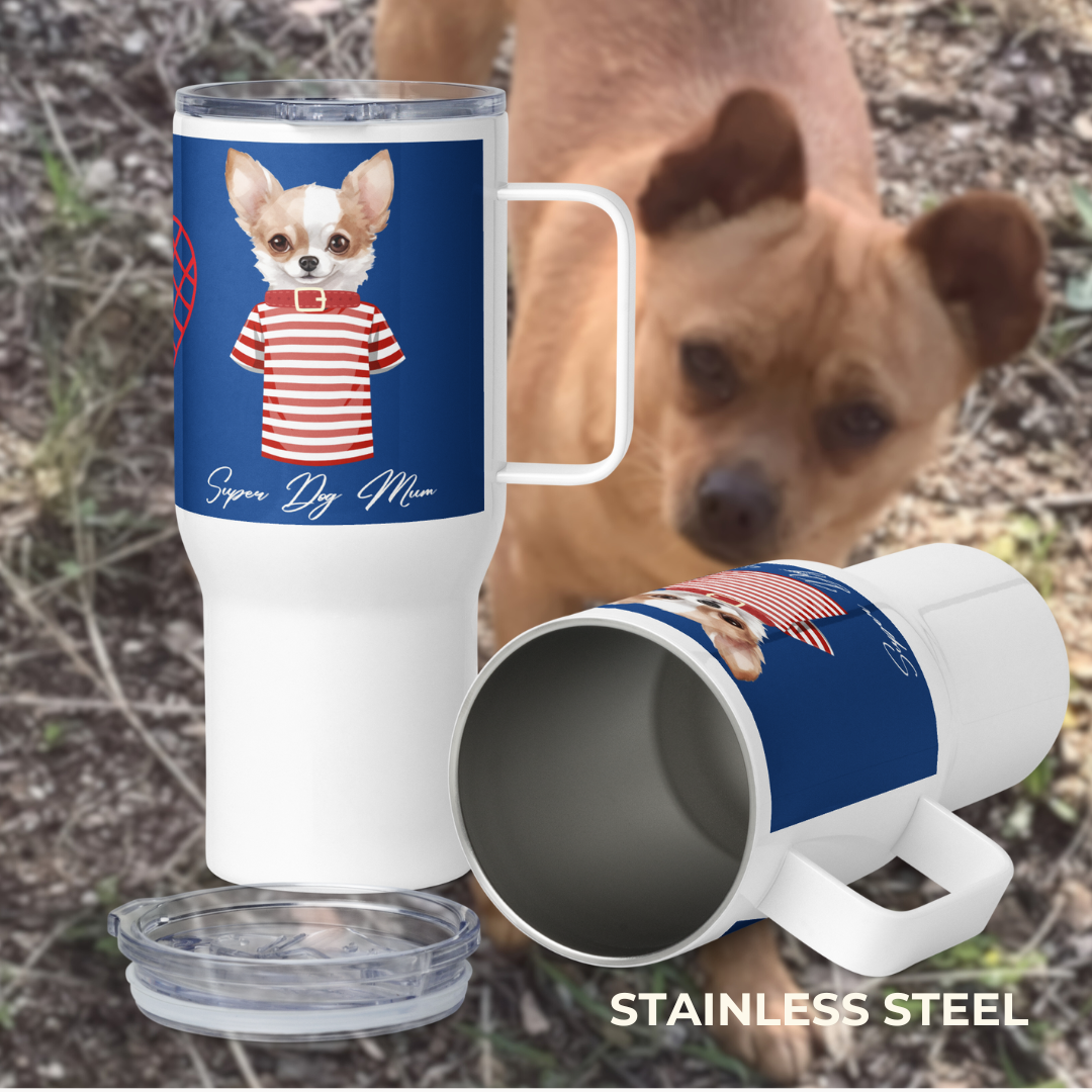 Super Chihuahua Mum, Travel mug with handle - Fitz & Willow