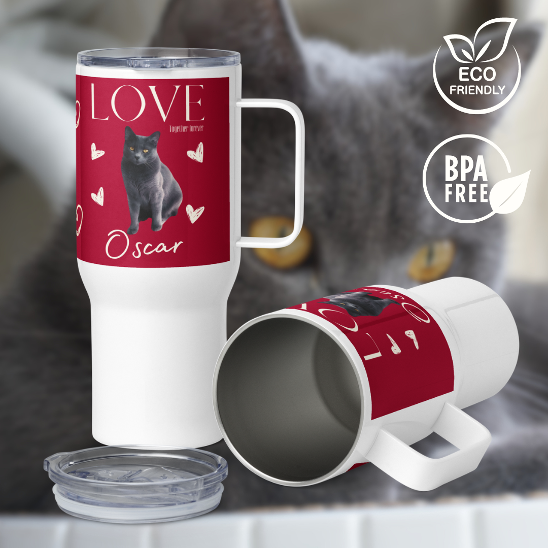 European Shorthair, Travel mug with handle - Fitz & Willow