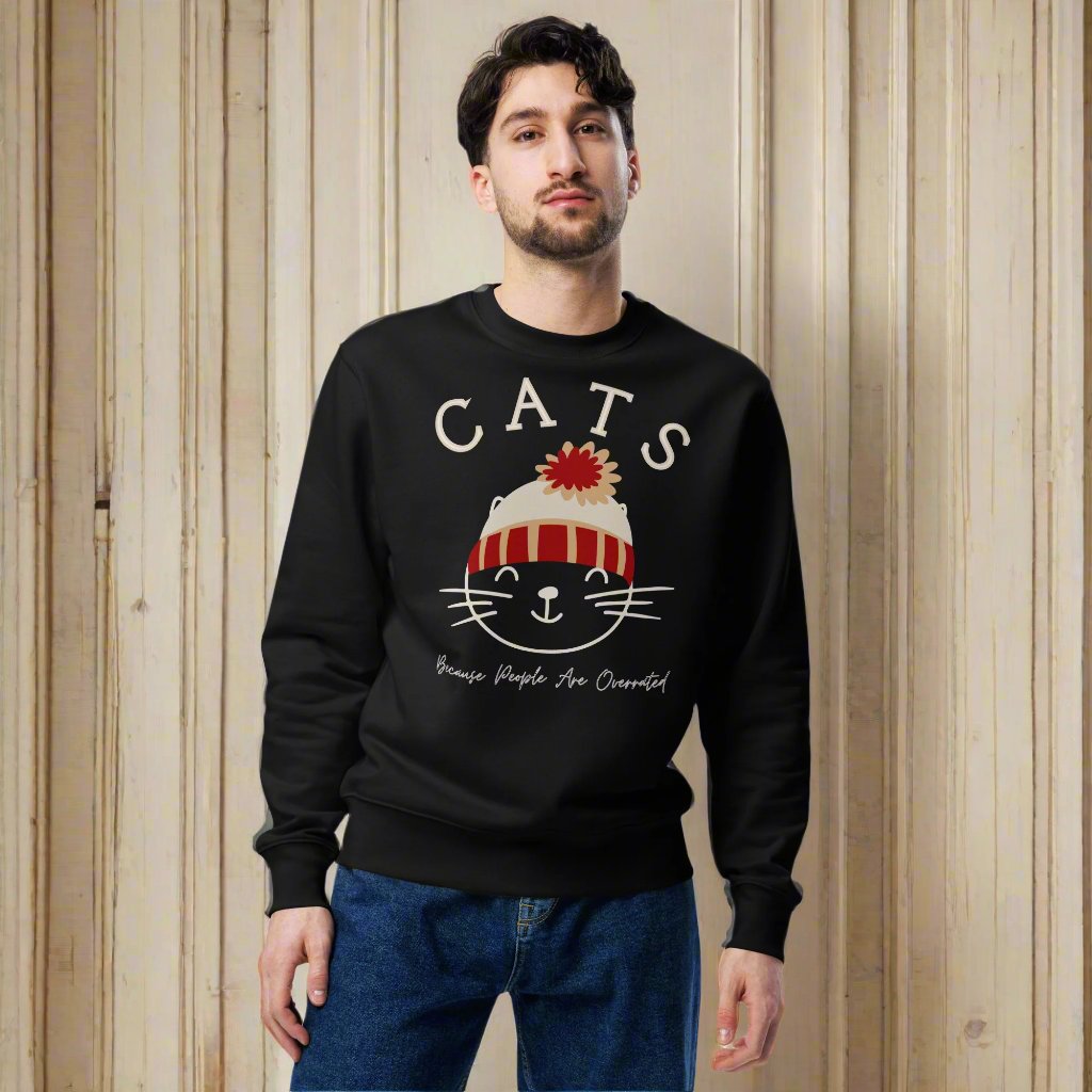 Eco-Friendly Cat Lover Sweatshirt – Fun ‘Cats Over People’ - Fitz & Willow