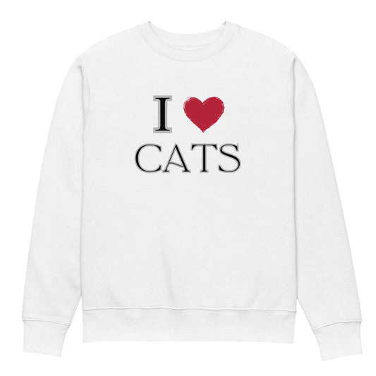 Ethical Vegan Sweatshirt - “I Love Cats” | Organic Cotton - Fitz & Willow