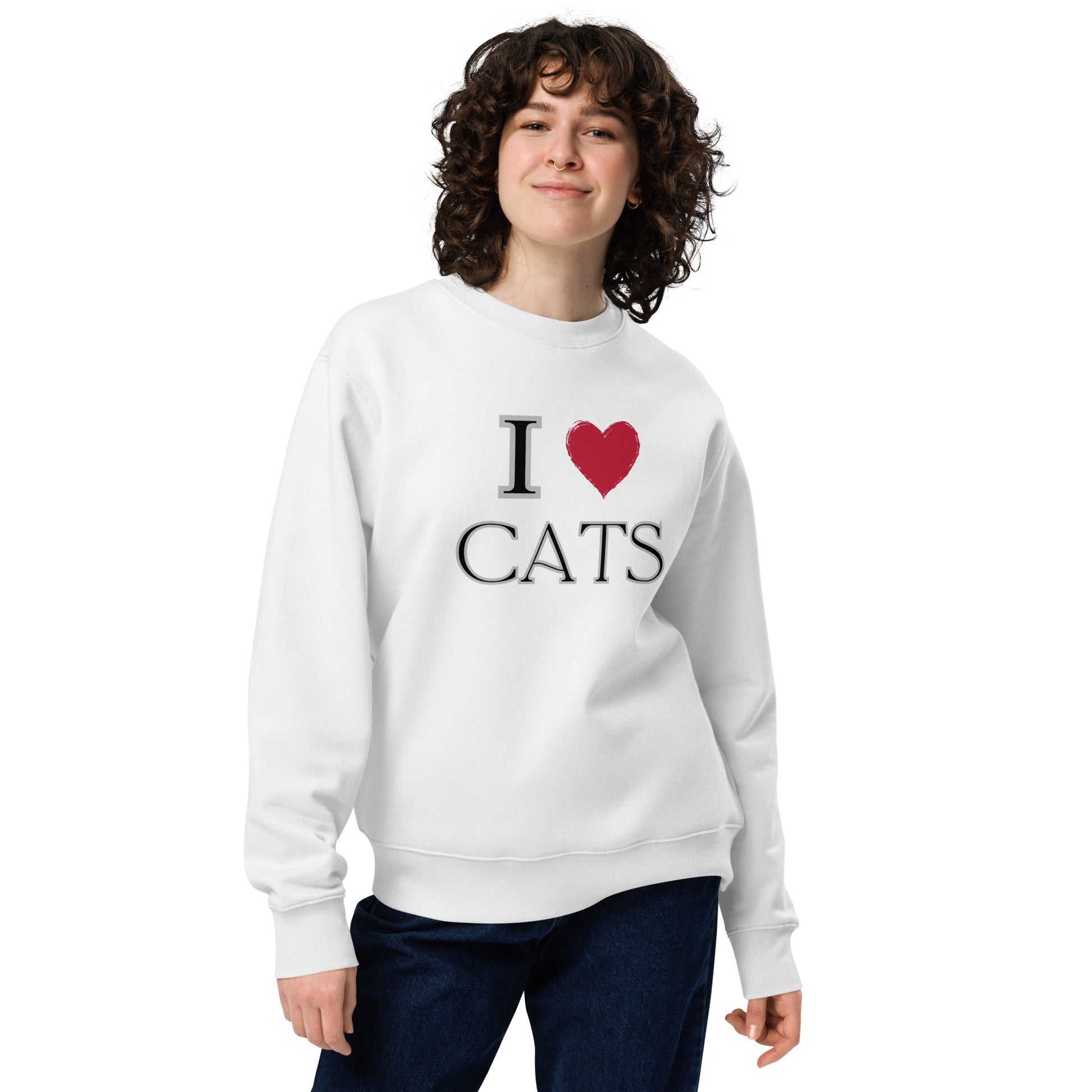 Ethical Vegan Sweatshirt - “I Love Cats” | Organic Cotton - Fitz & Willow