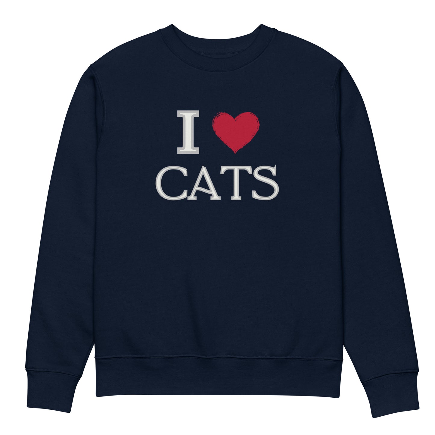 Ethical Vegan Sweatshirt - “I Love Cats” | Organic Cotton - Fitz & Willow