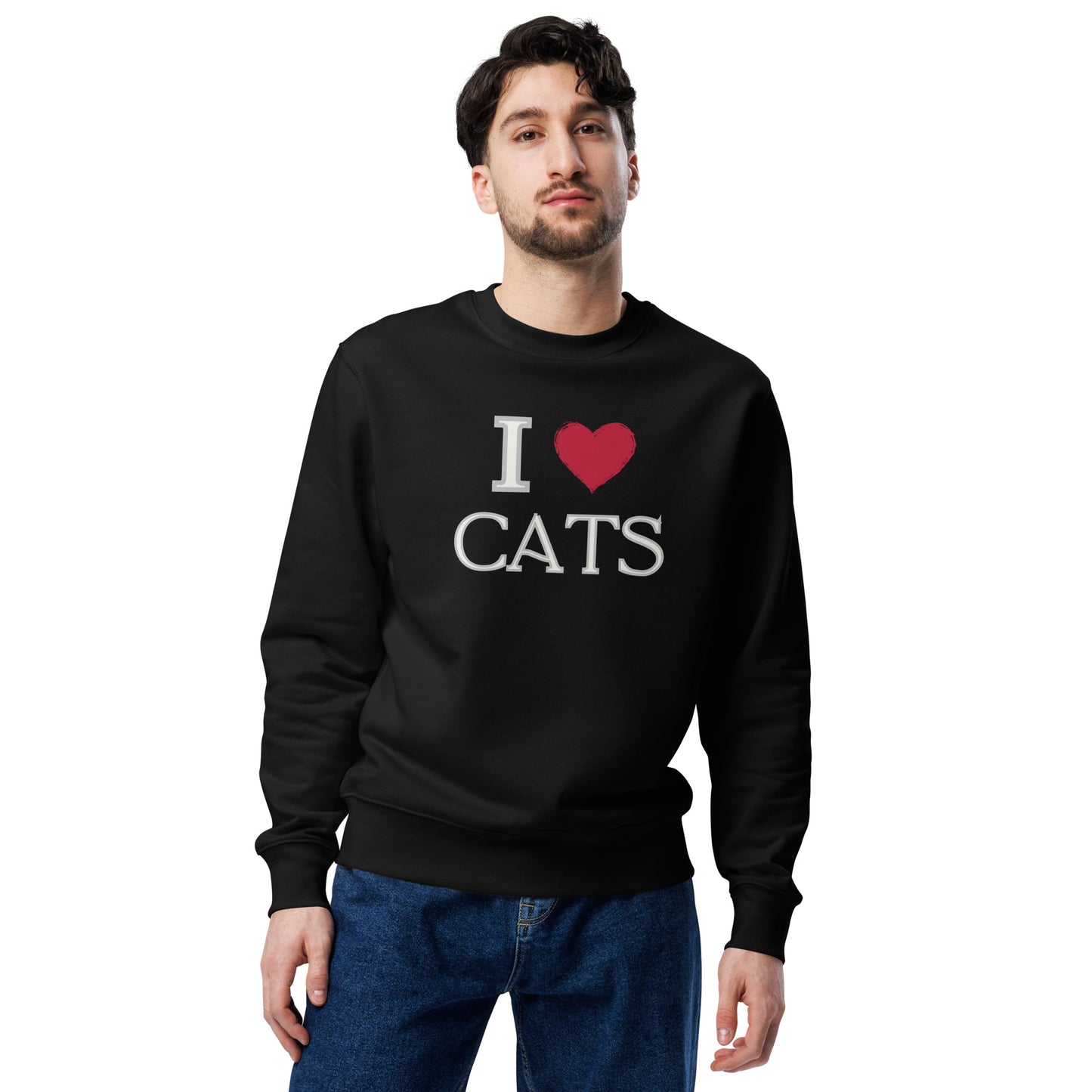 Ethical Vegan Sweatshirt - “I Love Cats” | Organic Cotton - Fitz & Willow