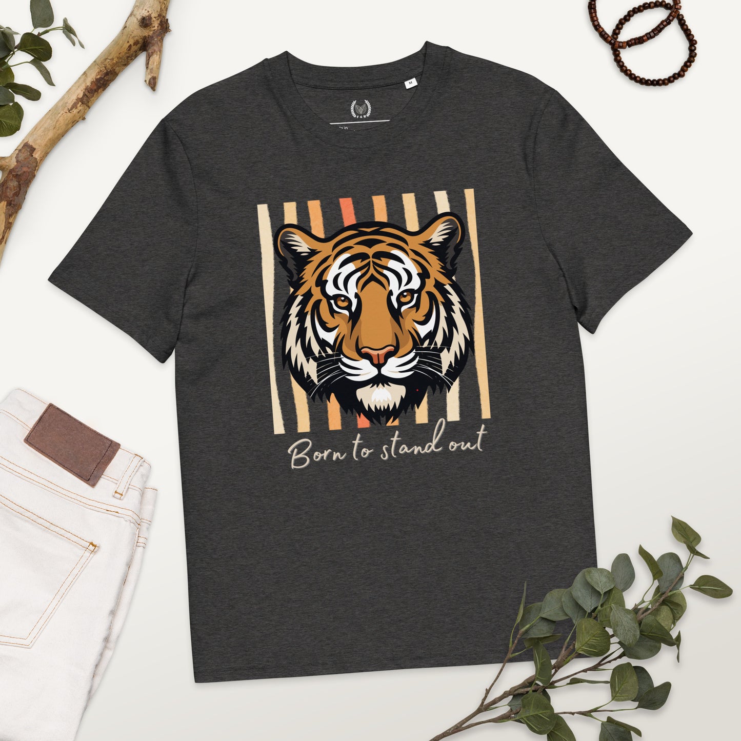 100% Organic Cotton Ethical T-Shirt with Tiger Print – “Born to Stand Out” - Fitz & Willow