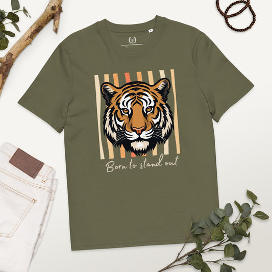 100% Organic Cotton Ethical T-Shirt with Tiger Print – “Born to Stand Out” - Fitz & Willow