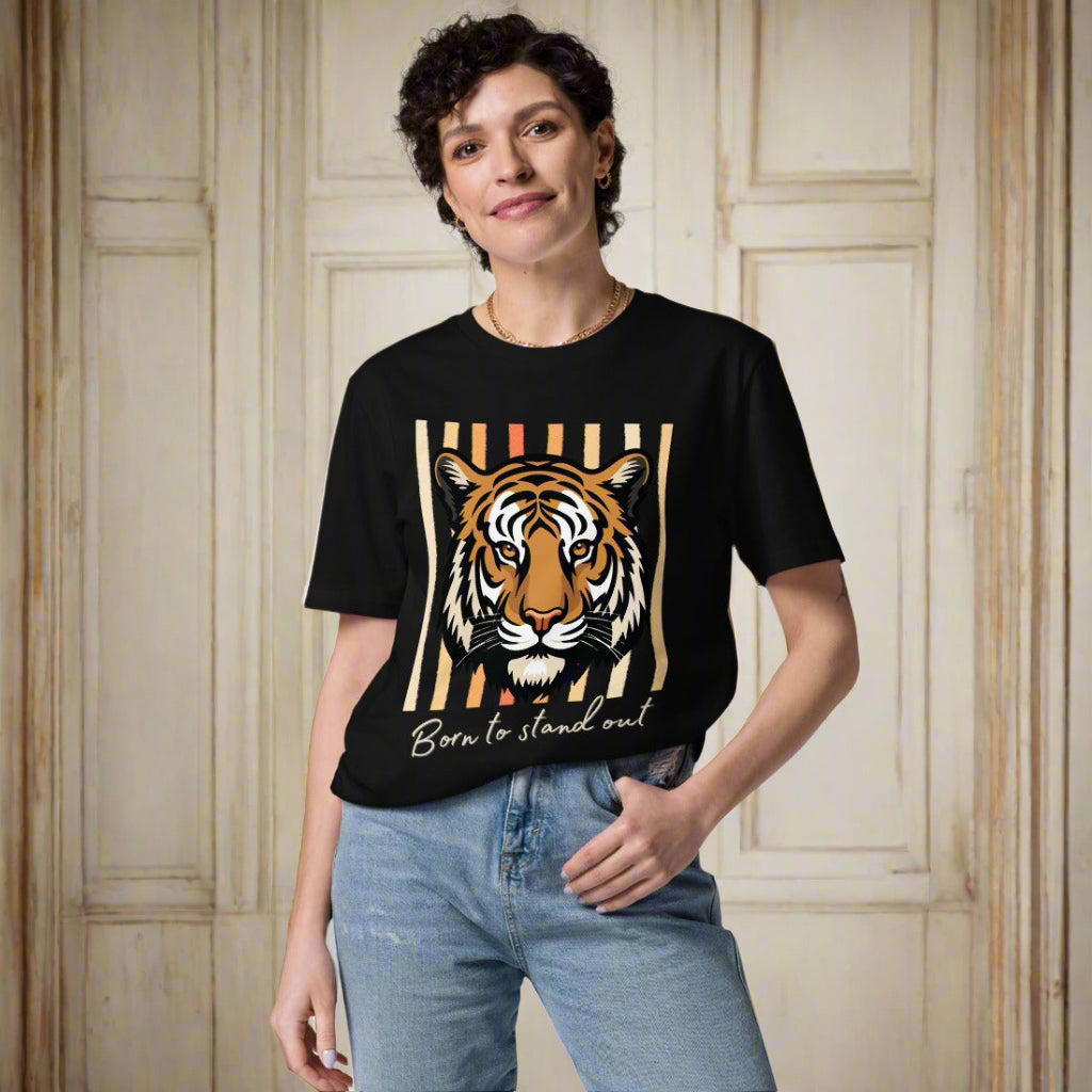 100% Organic Cotton Ethical T-Shirt with Tiger Print – “Born to Stand Out” - Fitz & Willow
