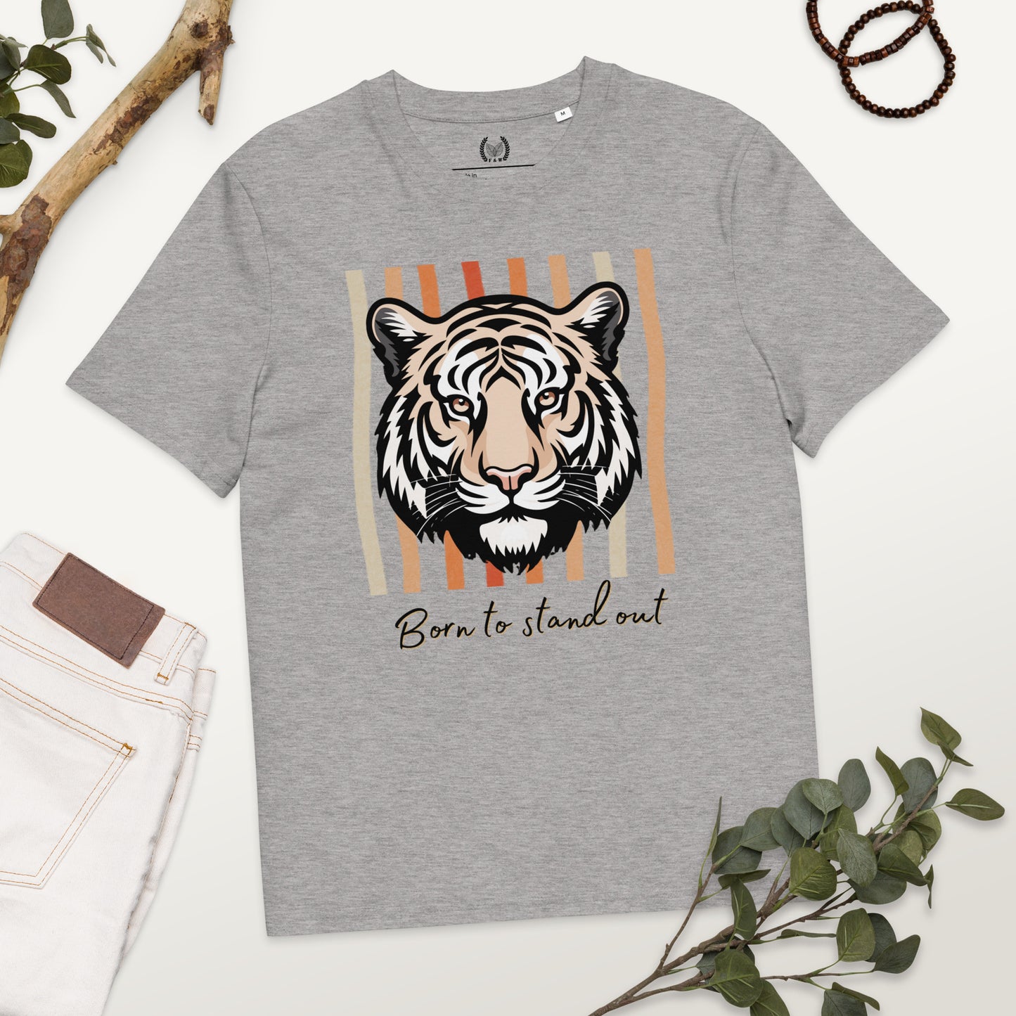 100% Organic Cotton Ethical T-Shirt with Tiger Print – “Born to Stand Out” - Fitz & Willow