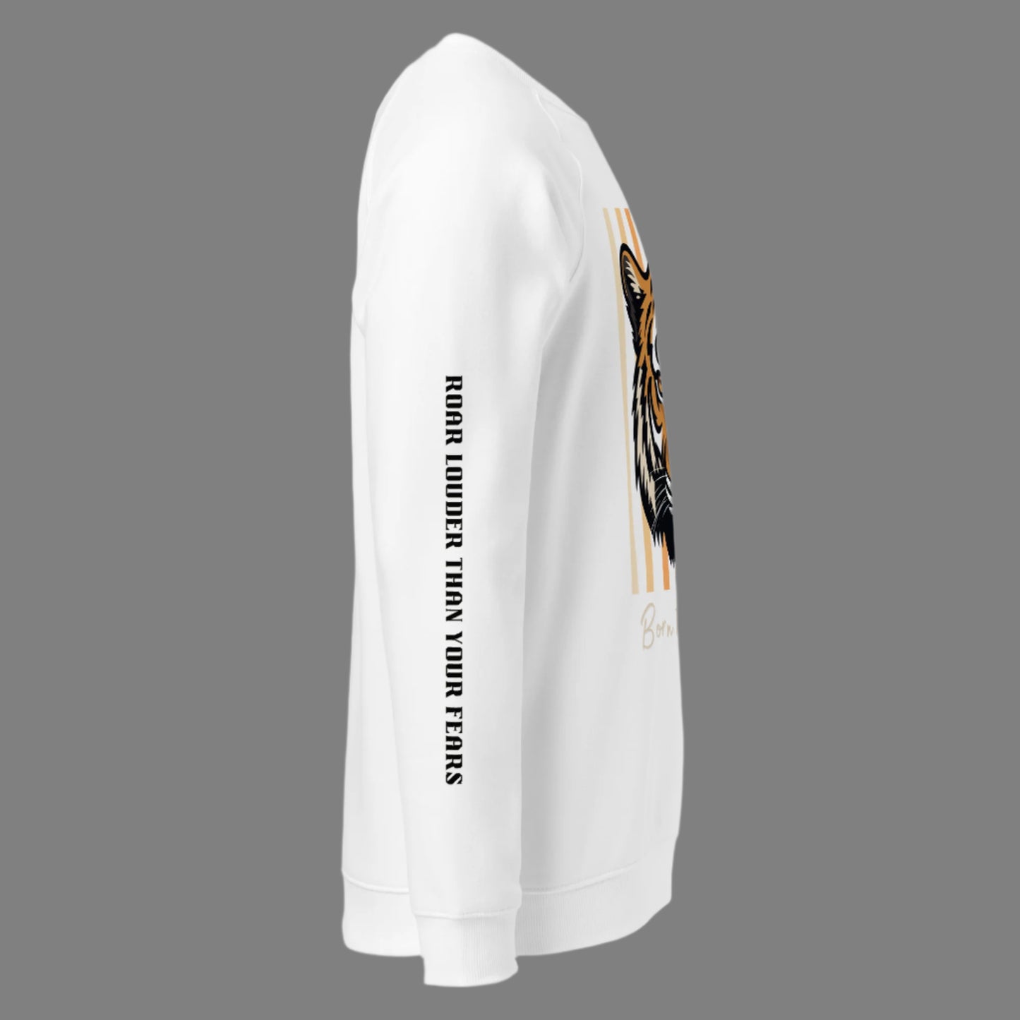 Organic Cotton Sweatshirt – Tiger Print “Born to Stand Out” - Fitz & Willow