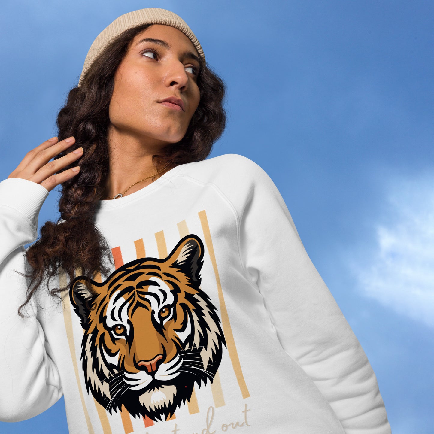Organic Cotton Sweatshirt – Tiger Print “Born to Stand Out” - Fitz & Willow