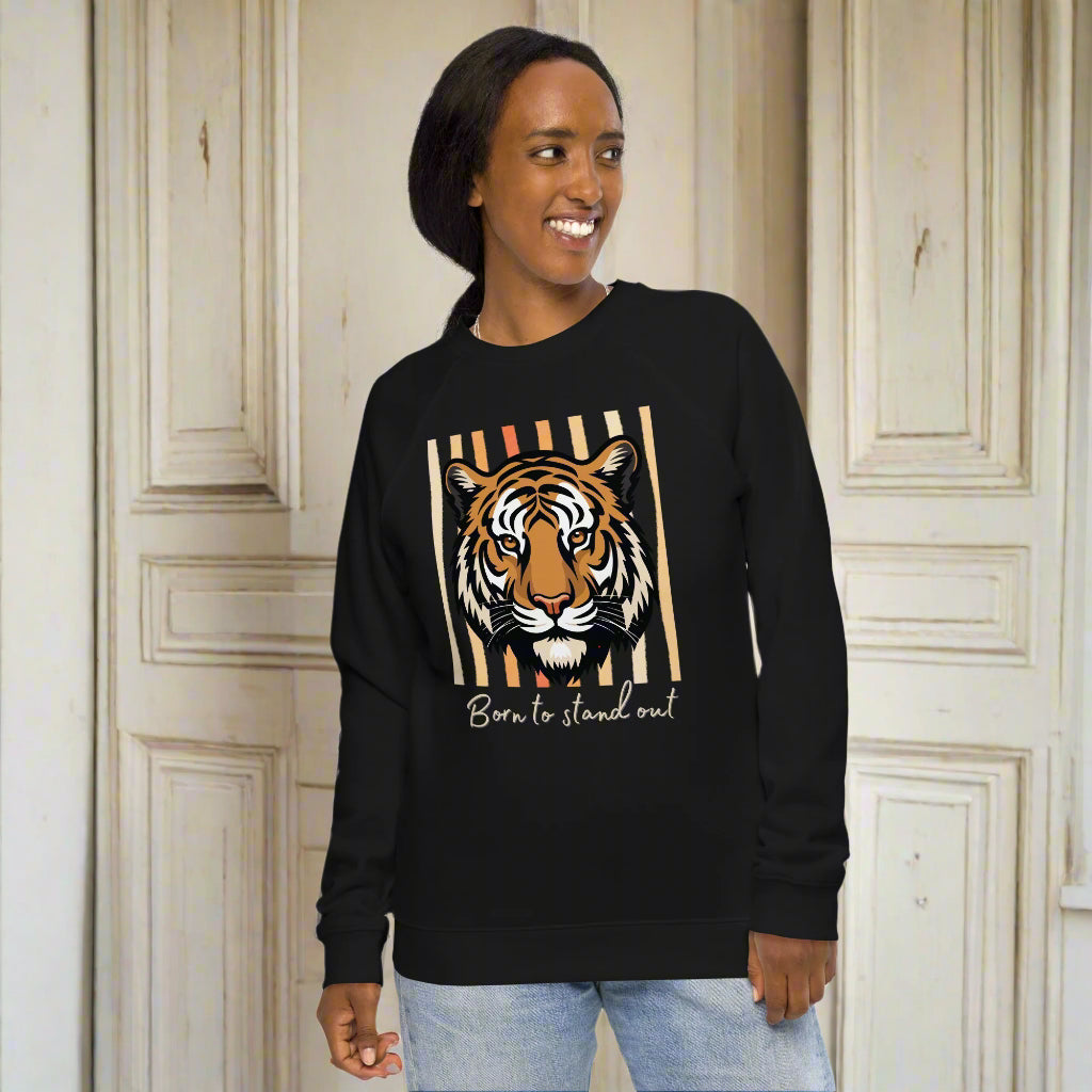 Organic Cotton Sweatshirt – Tiger Print “Born to Stand Out” - Fitz & Willow