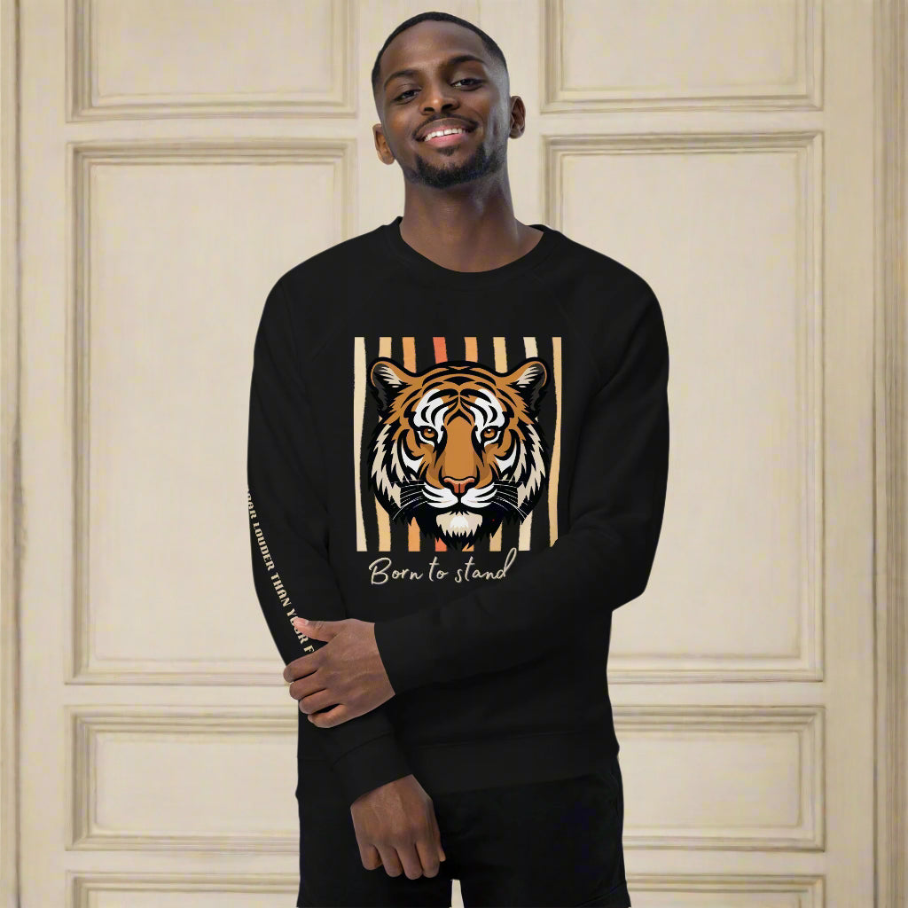 Organic Cotton Sweatshirt – Tiger Print “Born to Stand Out” - Fitz & Willow