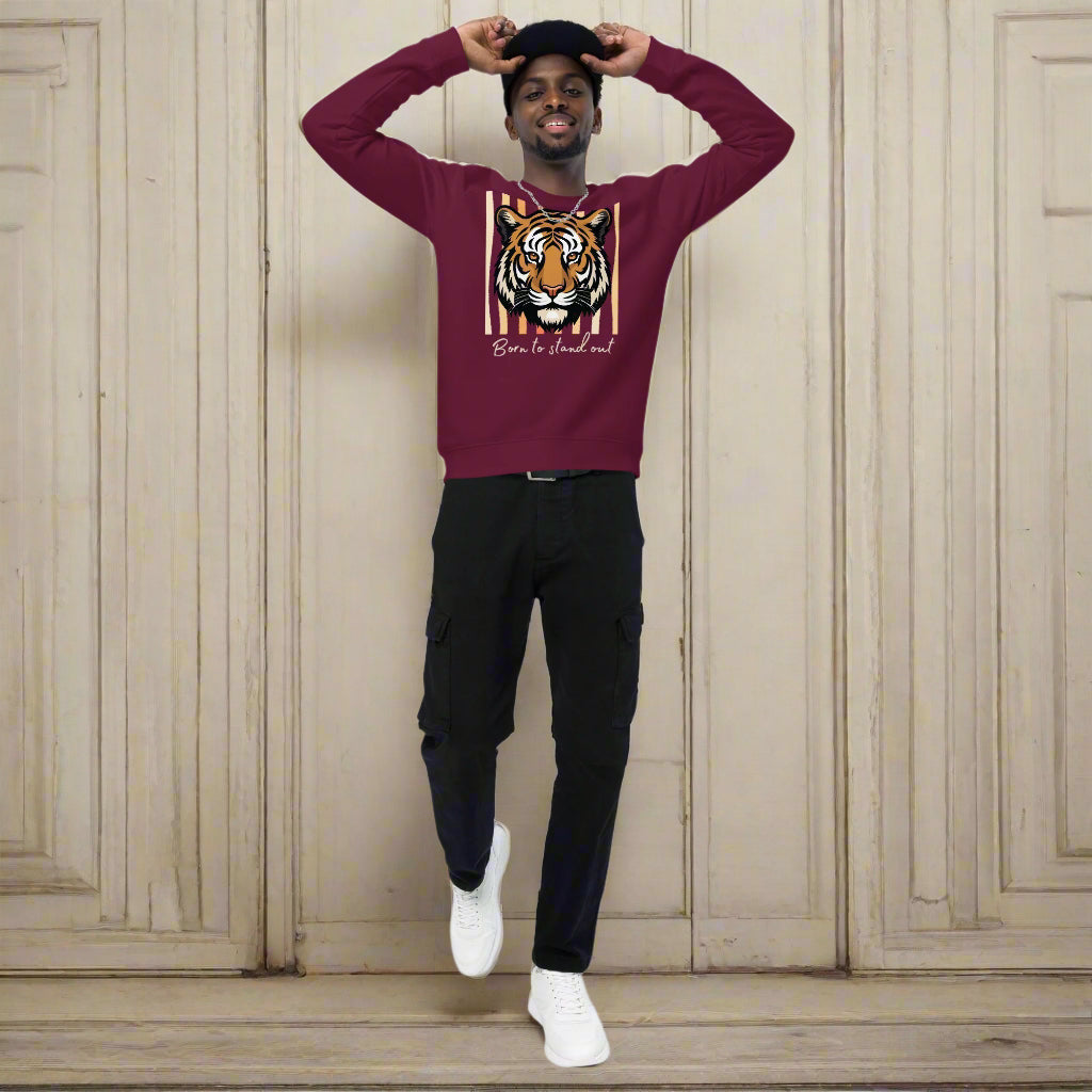 Organic Cotton Sweatshirt – Tiger Print “Born to Stand Out” - Fitz & Willow