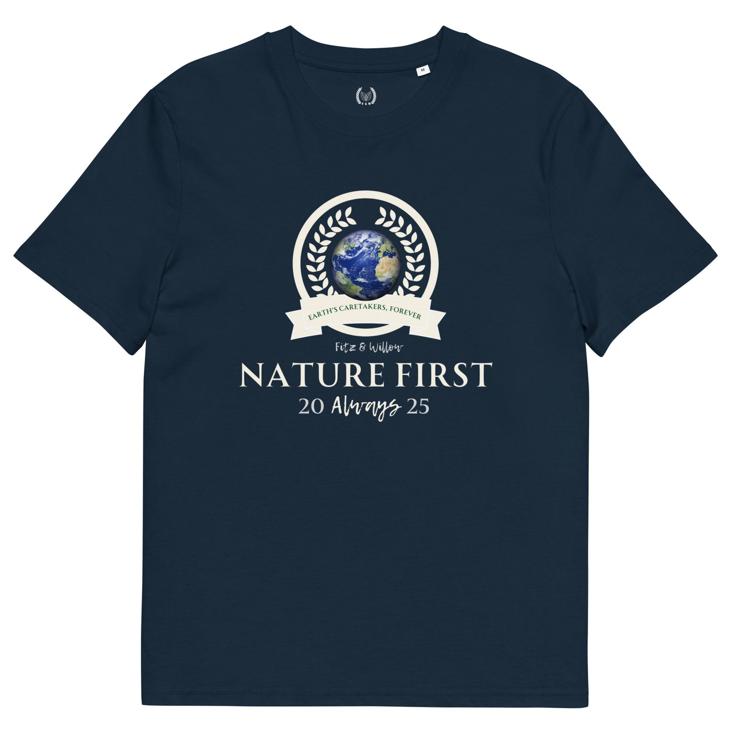 Organic Cotton T-Shirt with Nature Print & “Nature First” Quote - Fitz & Willow