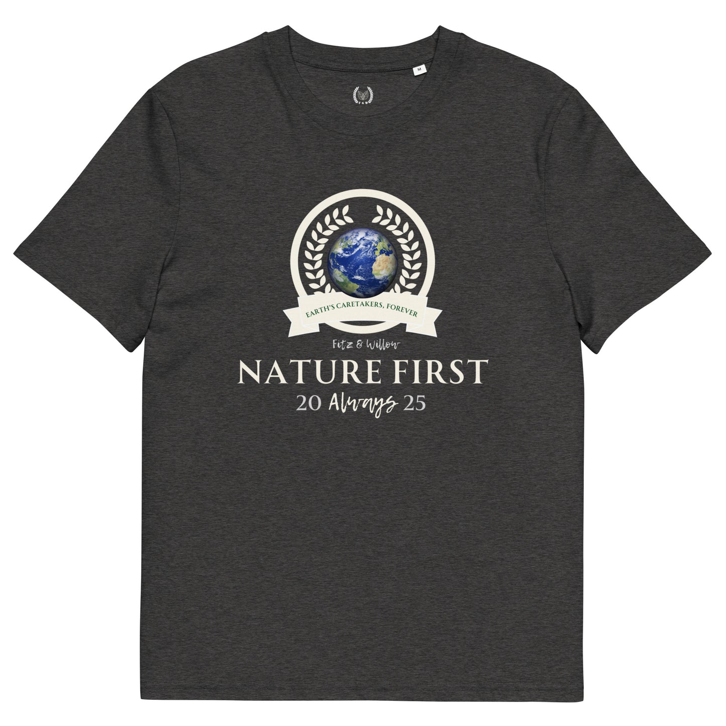 Organic Cotton T-Shirt with Nature Print & “Nature First” Quote - Fitz & Willow