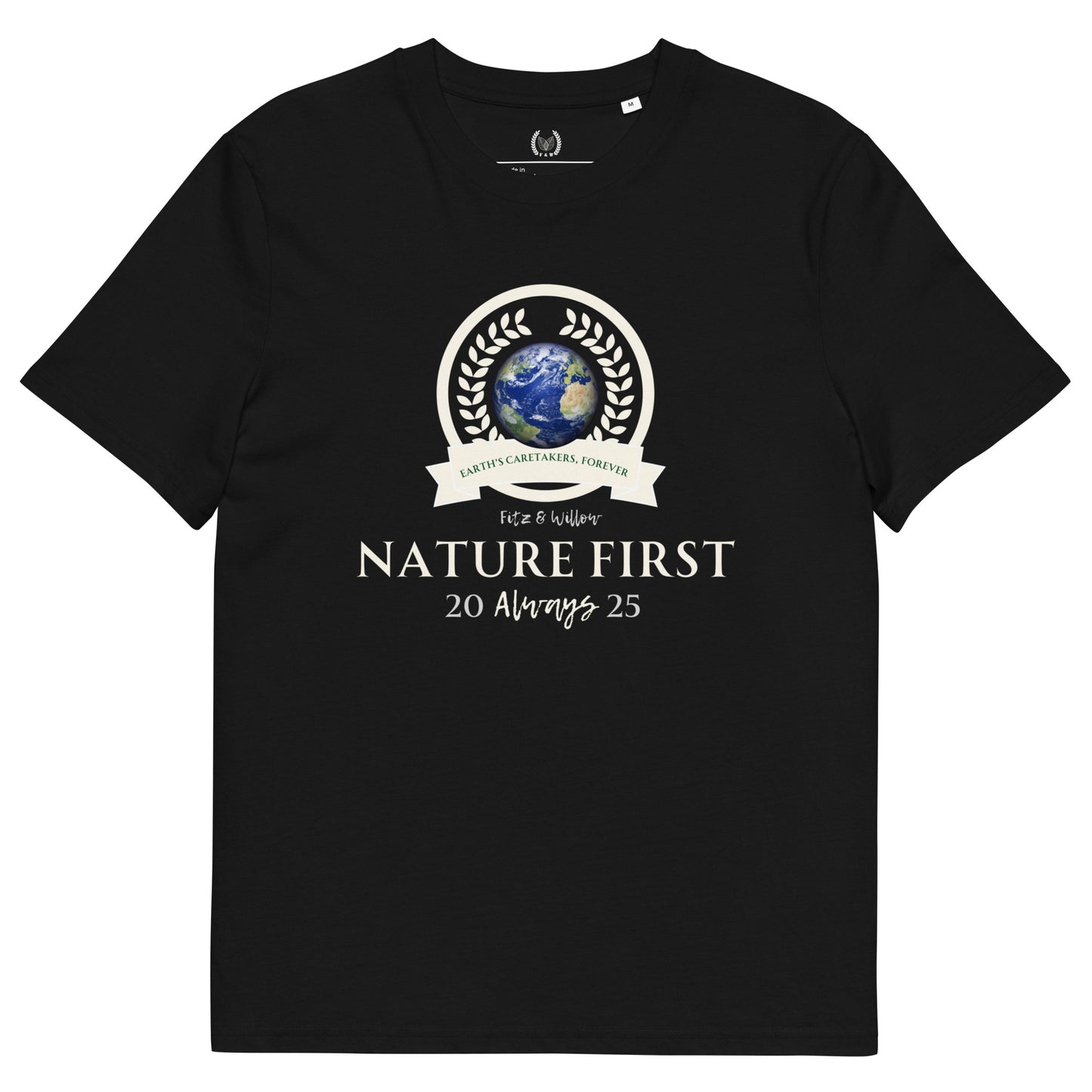 Organic Cotton T-Shirt with Nature Print & “Nature First” Quote - Fitz & Willow