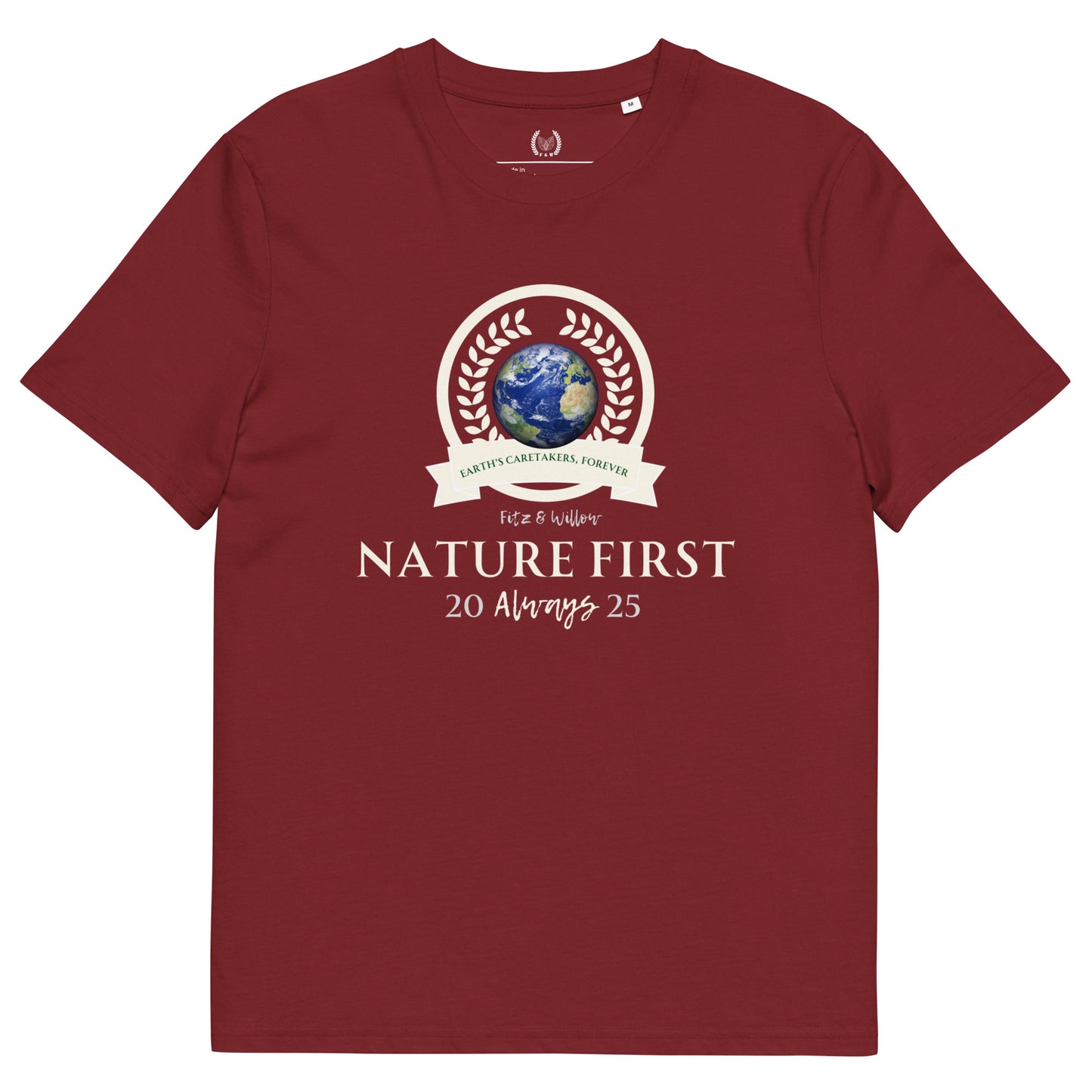 Organic Cotton T-Shirt with Nature Print & “Nature First” Quote - Fitz & Willow