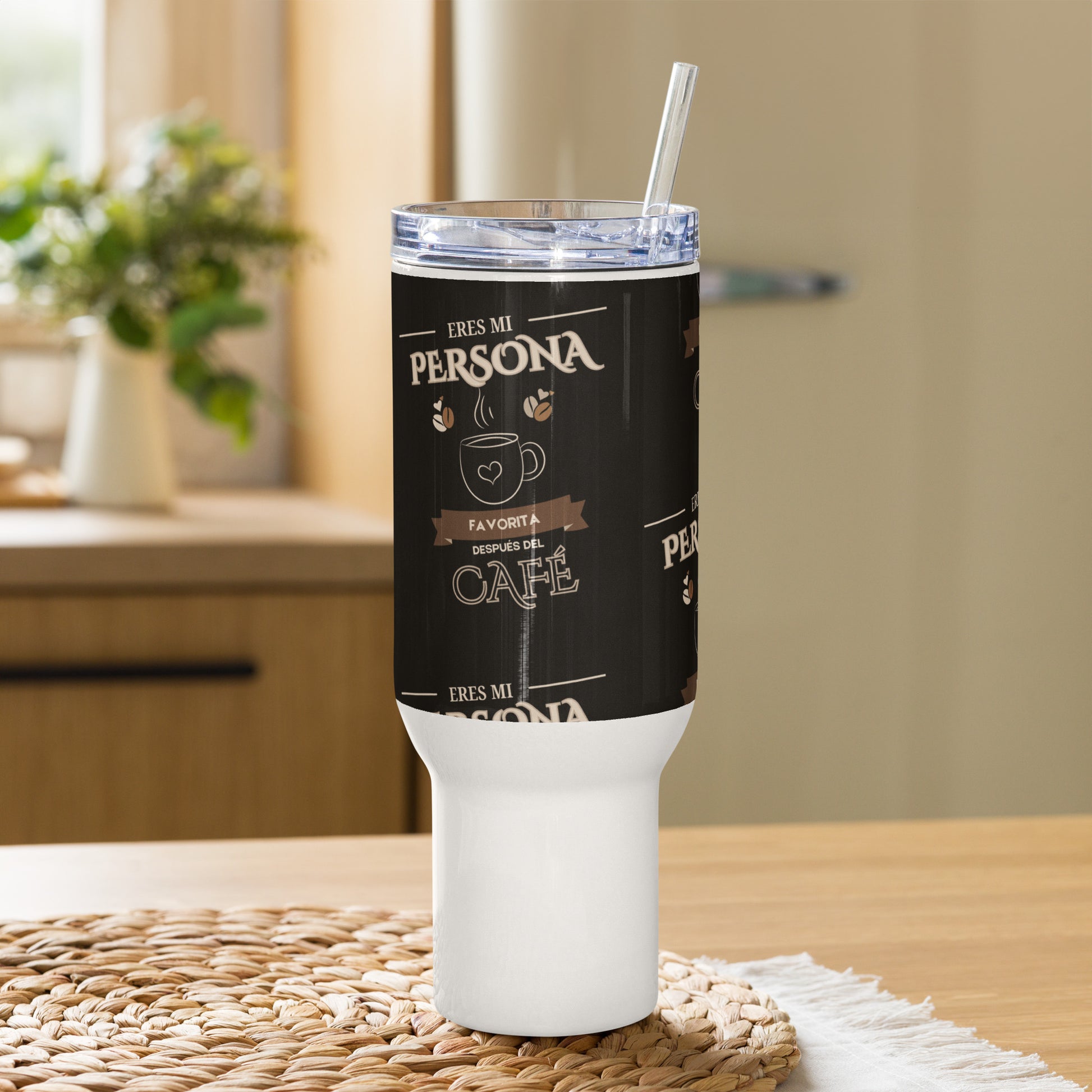 Stainless Steel Travel Mug with Handle – “Eres Mi Persona Favorita, Después del Café” – BPA-Free - Fitz & Willow