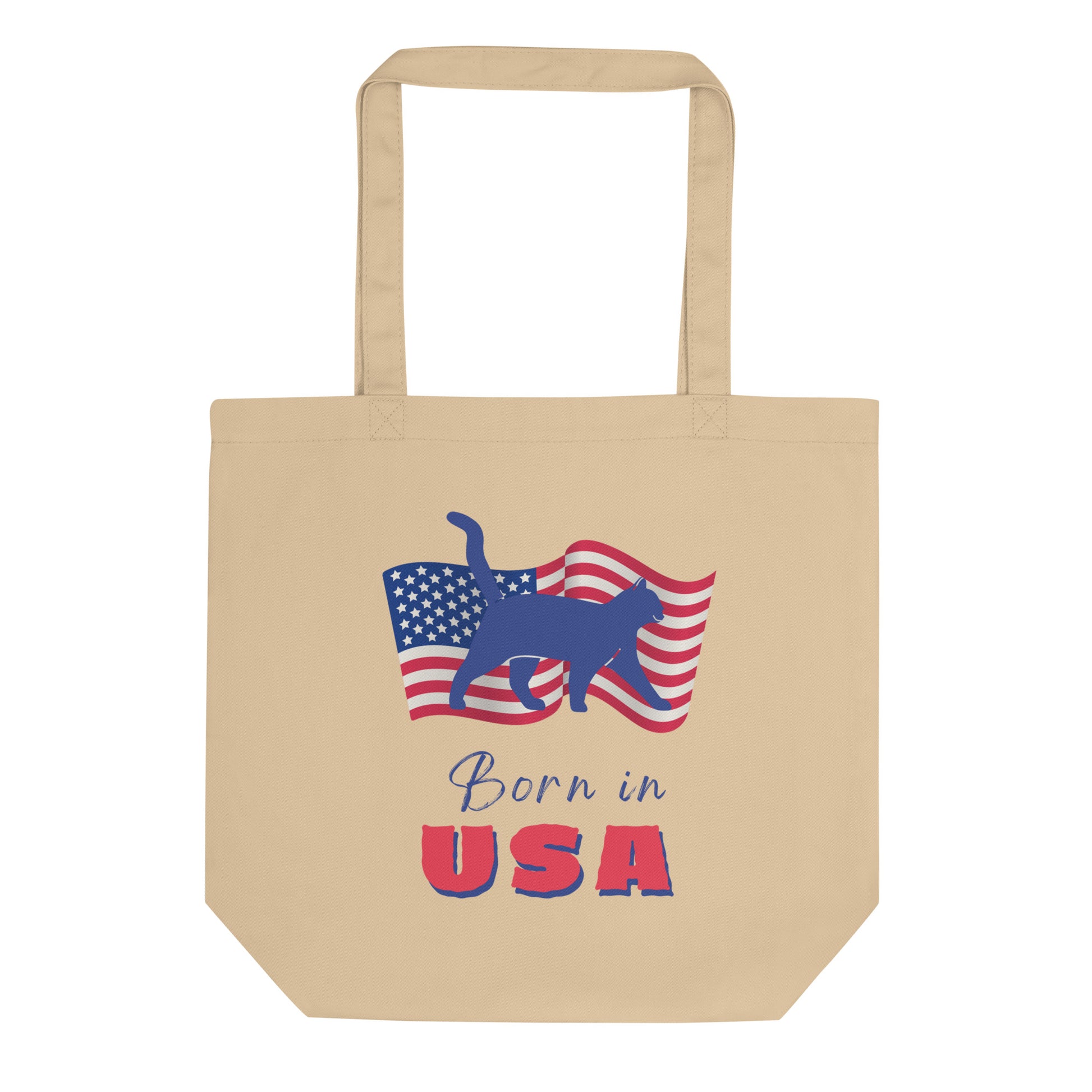 USA flag and cat, Eco Tote Bag - Fitz & Willow
