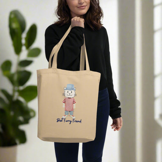 BFF, Sustainable Tote Bag with cat design - Fitz & Willow