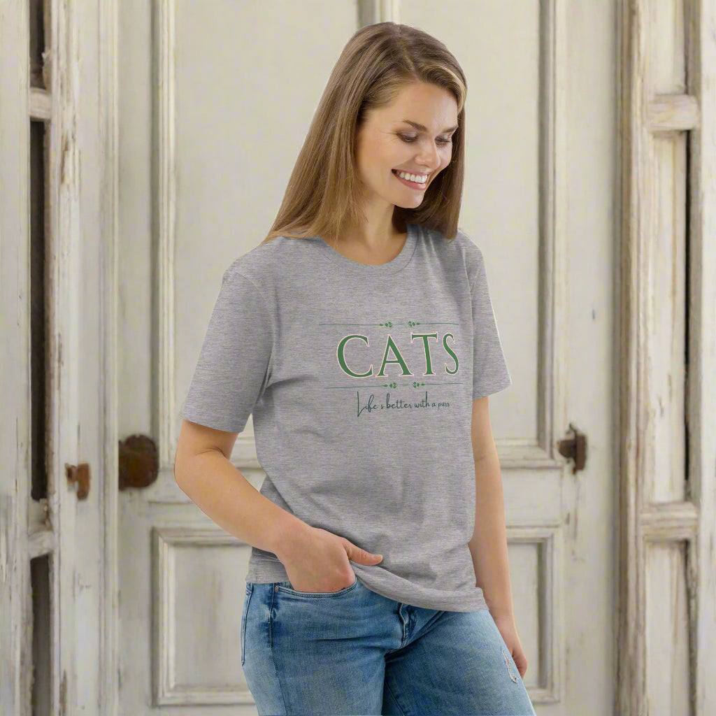 Ethical Cat Tee: Life’s Better with a Purr, 100% Cotton - Fitz & Willow