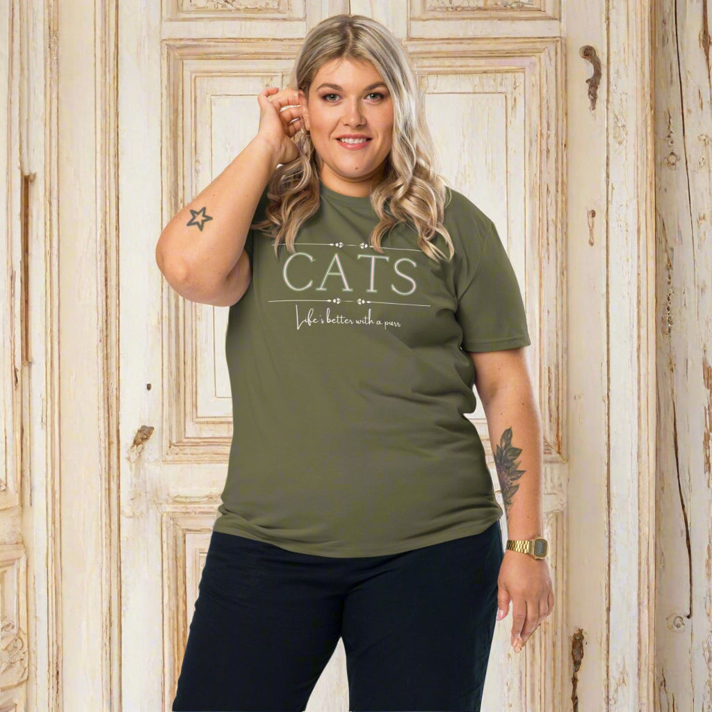 Ethical Cat Tee: Life’s Better with a Purr, 100% Cotton - Fitz & Willow