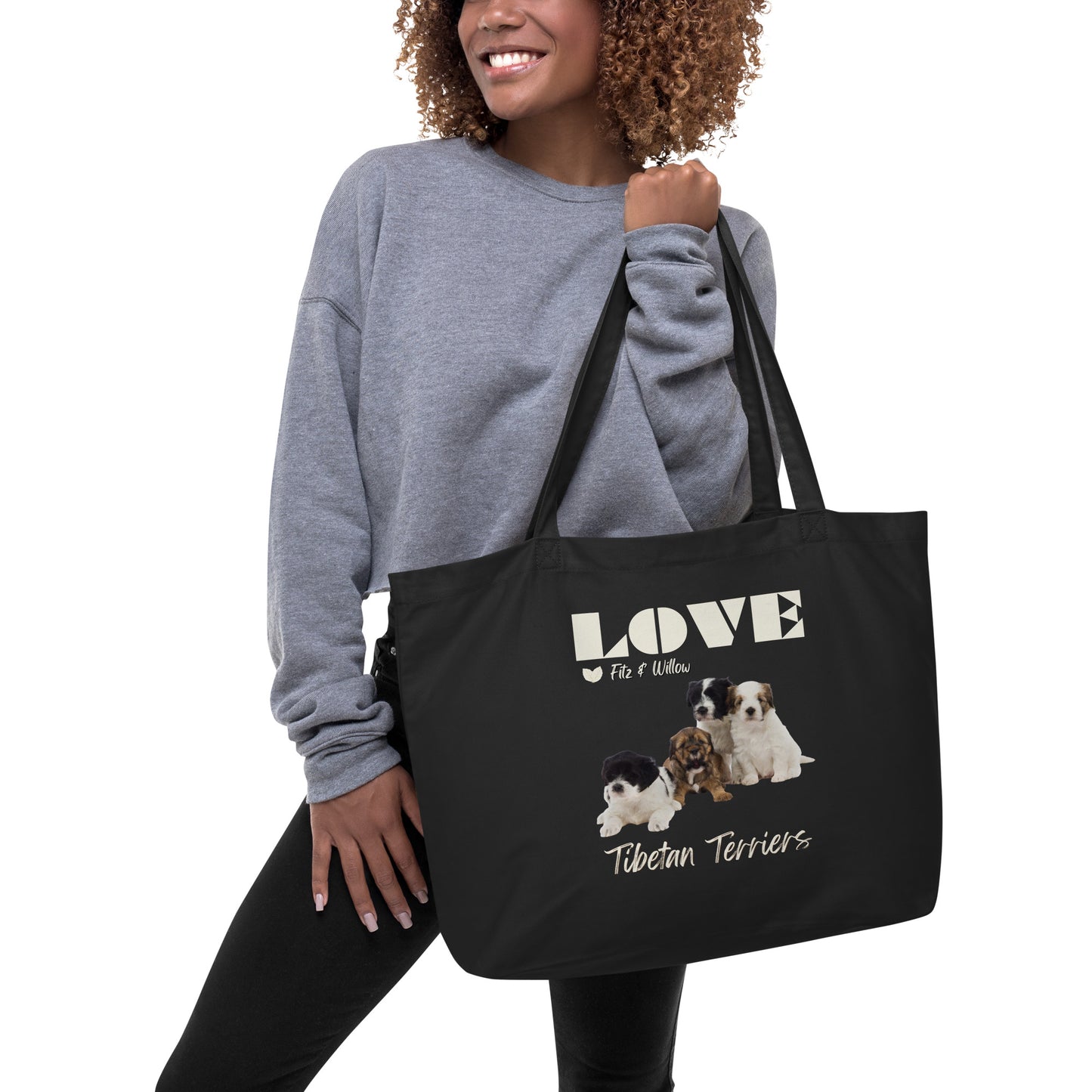 Large organic tote bag, Tibetan Terriers - Fitz & Willow